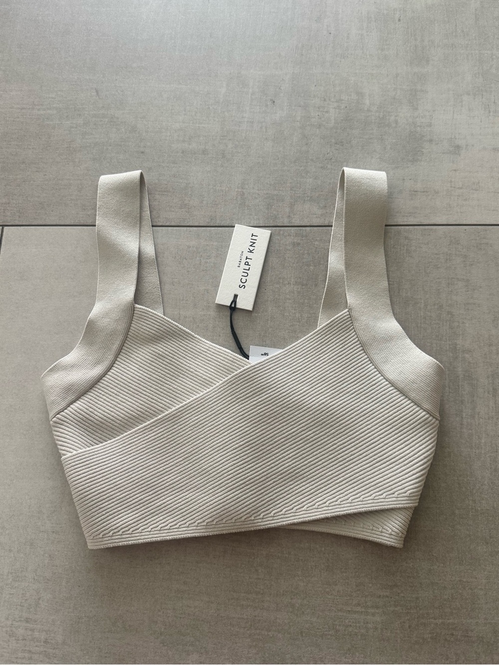 Aritzia Babaton Ivory Ribbed Crop Bralette